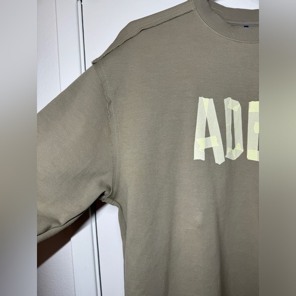 ADER ERROR Tape Logo Spellout Beige Green Pullover Sweatshirt Size A1 US Size S - Picture 5 of 15